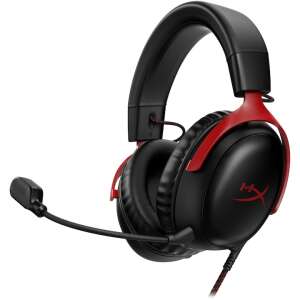 HyperX Cloud III Gaming Headset, black and red, with detachable microphone - Gaming