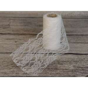 Fehér csipke szalag, 9-11cm széles, 1,5-1,8 méter hosszú, tökéletes vintage dekorációkhoz, esküvői díszítéshez és kreatív alkotásokhoz - Csipke