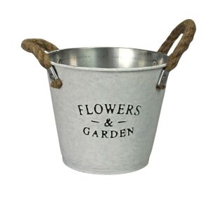 Fehér bádog kaspó 14x12cm