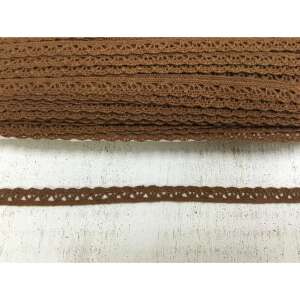 Barna pamut csipke szegély, 1cm széles, 20 méter hosszú - Csipke