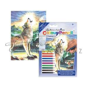 Számozott színező készlet, mini - Farkas a naplementében, Royal & Langnickel - Művészet & Hobbi