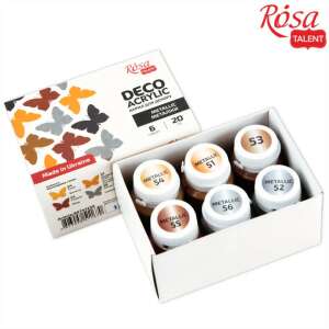 Metálszínű akrilfesték dekorkészlet - Rósa Talent - 6 x 20 ml tégelyes - kartondobozban 103424736 - Akrilfesték