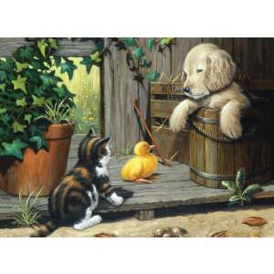 Számozott festő készlet gyerekeknek, aranyos cicával, kiskacsával és golden retriever kölyökkel, tökéletes állatkedvelőknek - Művészet & Hobbi