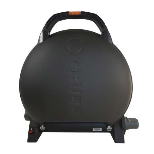 O-Grill 600 Czarny przenośny grill gazowy, zamknięty, widok z tyłu