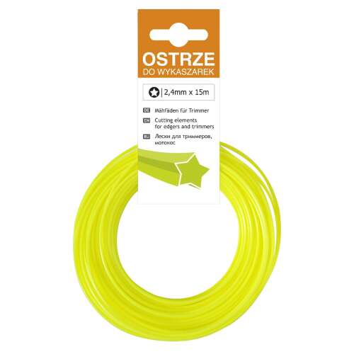 Linie de tăiere galbene de 2,4 mm x 15 m pentru tăietoare de margini și mașini de tuns iarba