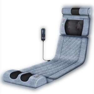 Full body shiatsu massage mat with foot massager set, for back pain sufferers, 7 massage modes, control device, optimized cushion pressure, blue - Electric massager