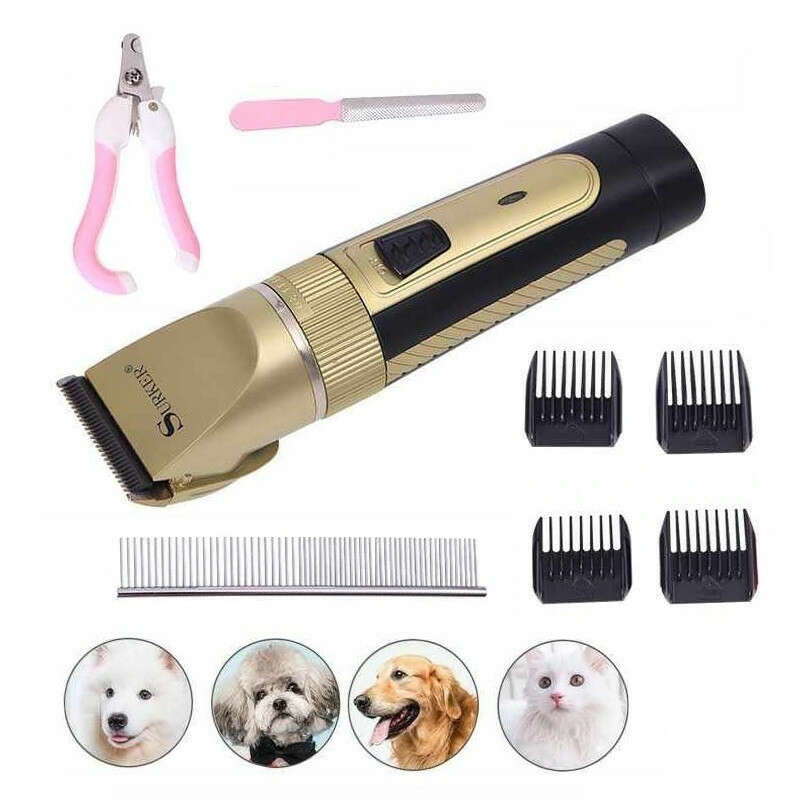 Bezdrôtový strojček na strihanie chlpov pre domáce zvieratá Surker - s vymeniteľnými hlavami 3-6-9-12 mm