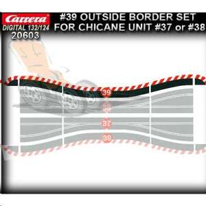 Set de piste Carrera Digital 132/124, set de bordură exterioară pentru unitatea chicane #37 sau #38, dungi roșii și albe, 6 bucăți - Tren, element feroviar, autostradă
