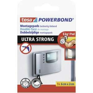 tesa POWERBOND podkładki montażowe, dwustronna taśma klejąca, ultra mocne, 6 kg na podkładkę, 9 x 6 cm x 2 cm - Taśma klejąca