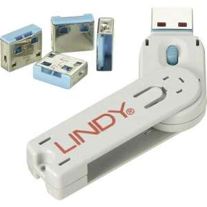 Lindy USB port lock, 4 pack, blue, with key - Other Computer Accessory