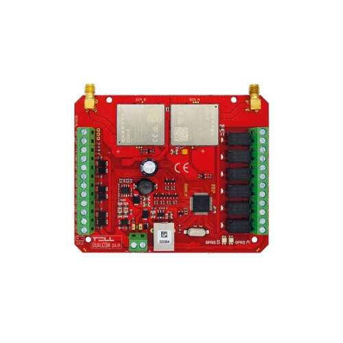 Tell Pager8 - 4G.IN6.R4 IP kommunikátor, piros áramkörrel és antennákkal