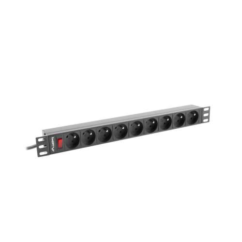 Lanberg PDU-09E-0300-BK 1U 16A 9 prize uni-schuko 3m negru bara de alimentare