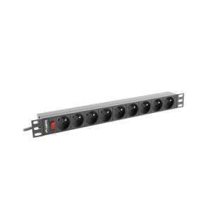 Lanberg PDU-09E-0300-BK 1U 16A 9 zásuviek uni-schuko 3m čierna predlžovacia šnúra - Elektrická inštalácia