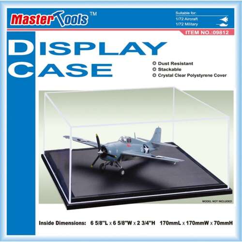 Master Tools 09812 Kiállítási Vitrin 1/72-es Modellekhez, Porálló, Összerakható, Kristálytiszta Polisztirol Borítás 