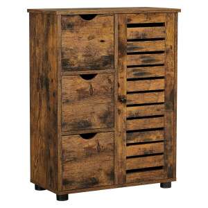 Dulap de baie maro rustic cu sertare și ușă - Dulap de baie