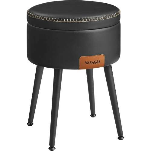 VASAGLE EKHO fekete műbőr tároló pad acél lábakkal