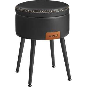 VASAGLE EKHO crna tabure za pohranu od umjetne kože s čeličnim nogama - Namještaj za predsoblje