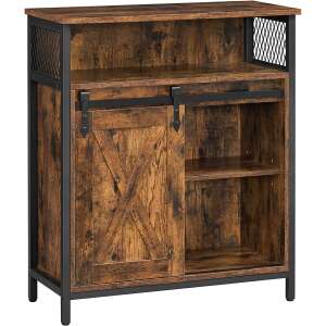 Comodă cu ușă glisantă și rafturi deschise, maro rustic 70x30x80cm 103449341