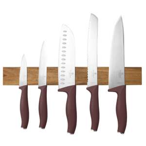 Set de 6 cuțite Leonardo Berlinger Haus BH 2944 cu suport magnetic, mânere burgund, lame din oțel inoxidabil - Cuțite de bucătărie