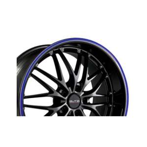 Butzi blue wheel rim protection stripes on black rim - Car Air Freshener