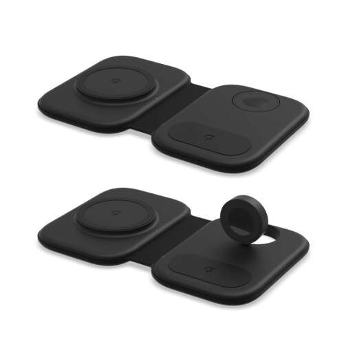 IKATAK 3 az 1-ben vezeték nélküli töltő iPhone-hoz, Apple Watch-hoz és AirPodokhoz, fekete, összecsukható