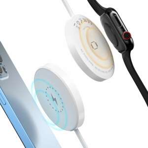 THD магнитно 2-странно безжично зарядно за iPhone 16,15,14,13,12, Apple Watch, Airpods, мощност 3W-15W 103533767 - Зарядно устройство за телефон