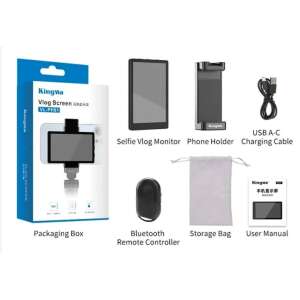 Pudełko KingMa do monitora selfie vlog VL-PH81, monitor, uchwyt na telefon, pilot Bluetooth, kabel USB, torba do przechowywania, instrukcja obsługi - Zestaw słuchawkowy