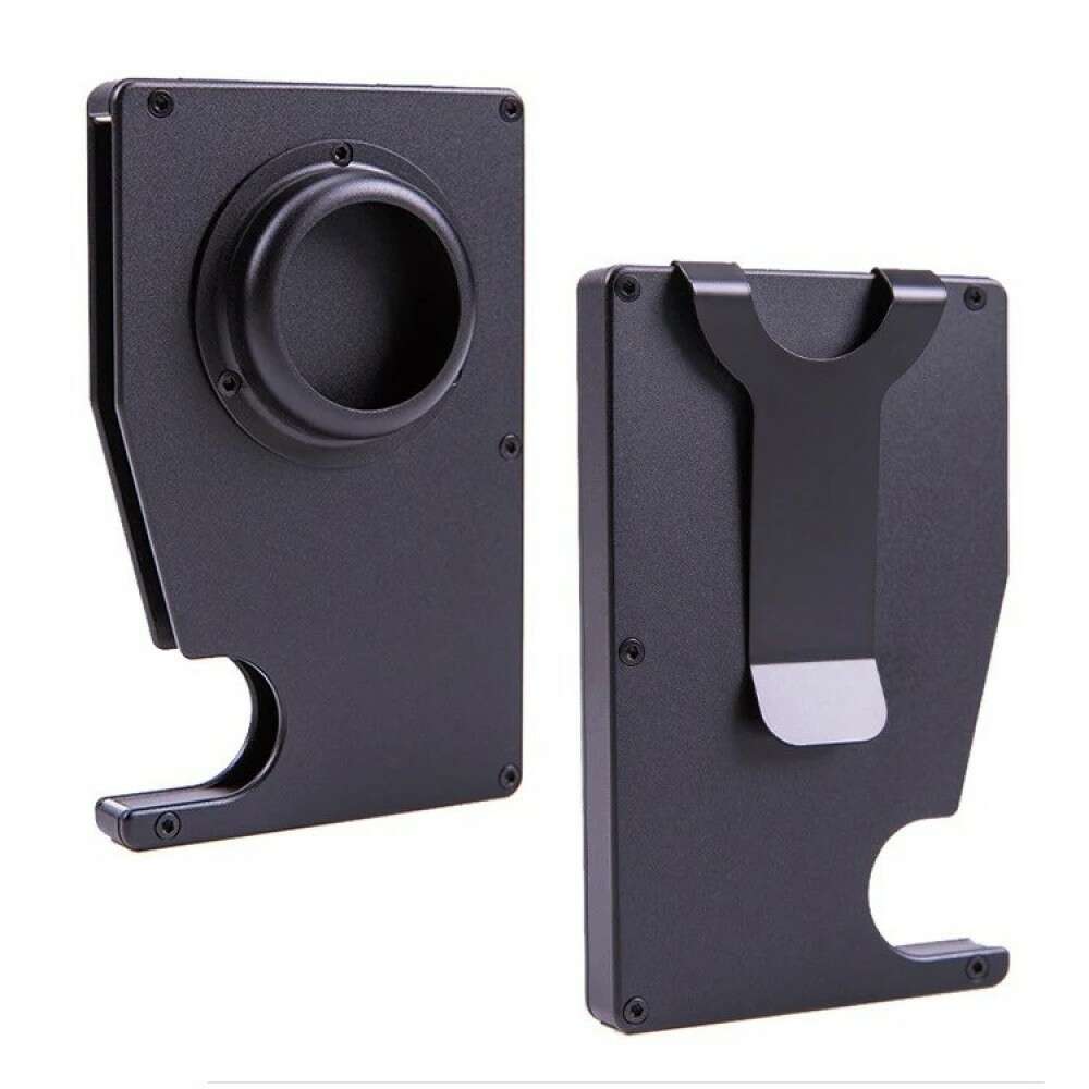 Portofel carduri THD pentru barbati, echipat cu Airtag, metalic, design minimalist, negru