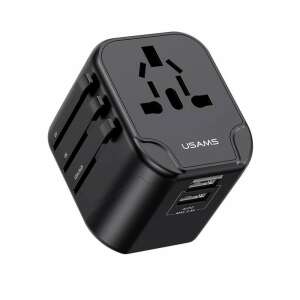 Adaptor de călătorie USAMS cu 2 porturi USB, compatibil cu peste 200 de țări - Încărcător de telefoane
