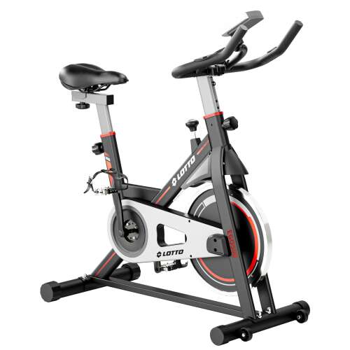 Lotto EGO 500 spinning kerékpár, fekete és piros, 3/4 nézet