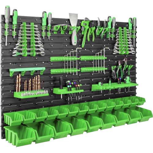 Pepita Tool wall with 35 batteries and 23 boxes 115x78cm #black-green