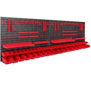 Стена за инструменти Pepita XL с 86 държача и 46 кутии 230,4x78cm #черно-червено 139533428 - Строителство и обновяване