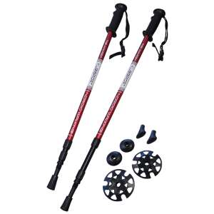 Hiking Poles - 1 Pair with Accessories Red
