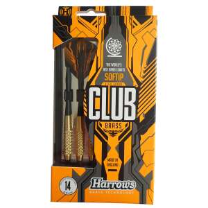 Harrows Soft Club Brass 14g darts, 3 darts in a pack, soft tip darts, brass darts, high grade darts, made in England - Dart