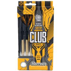 Harrows Soft Club Brass 18g darts, high-quality brass darts with black shafts and hologram flights - Dart