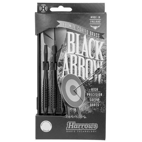 Harrows Black Arrow 16g lágy hegyű darts, ebonit bevonatú sárgaréz, nagy pontosság, készült Angliában