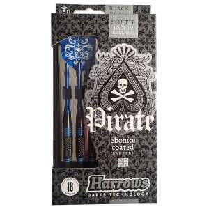 Harrows Soft Tip Darts Pirate 18g, 3 dartos készlet, ebonit bevonatú hordók, fekete és kék design - Darts nyíl