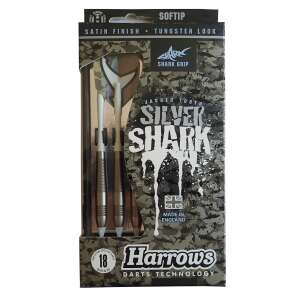 Harrows Soft Silver Shark 18g darts, 3 darabos csomag, puha hegyű, szatén felület, volfrám kinézet, cápa markolat, fogazott, Angliában készült - Darts