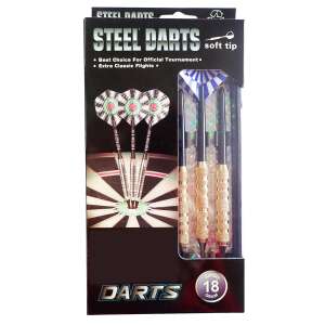 Acél hegyű darts, 18 gramm, puha hegyű, 3 db-os csomag, szár és tollal, legjobb választás hivatalos versenyekre, extra klasszikus tollak - Darts nyíl