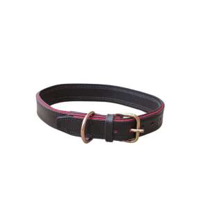 Zgarda dubla pentru caini, piele naturala cu banda rosie, 70x4 cm 103489729 - Coliere pentru animale de companie