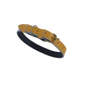 Guler din piele naturală pentru câini, galben muștar, 60 x 2.5 cm, reglabil - Coliere pentru animale de companie