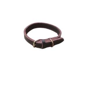 Brown leather dog collar with buckle - Pet Collar