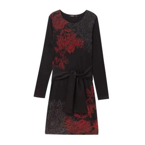Desigual Duna - Női Hosszú Ujjú Ruha - Fekete Virágmintás 37500438