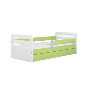 Pat Tomi verde cu sertar și bară de protecție, 180/80 cm - Nonbrand Paturi pentru tineri