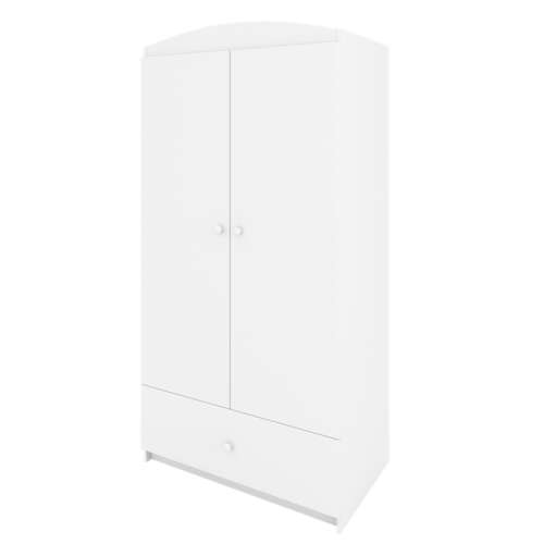 Fehér Babydreams szekrény két ajtóval és egy fiókkal, ideális gyerekszobákba