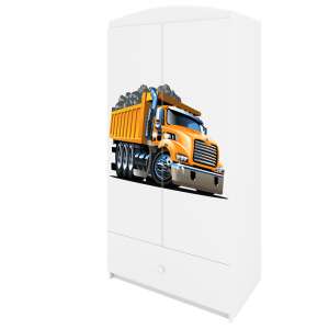 Babydreams white wardrobe with a yellow truck design, perfect for a child's room - Kids' Wardrobe