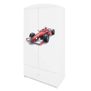 Babydreams white wardrobe with red race car design, kids furniture - Kids' Wardrobe