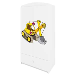Babydreams white wardrobe with excavator motif, children's wardrobe - Kids' Wardrobe