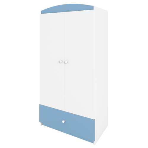 Babydreams kék szekrény fehér ajtókkal és fiókkal, gyerekszoba szekrény