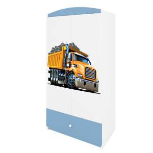 Babydreams blue truck wardrobe for kids, white with blue drawer, yellow truck design - Kids' Wardrobe